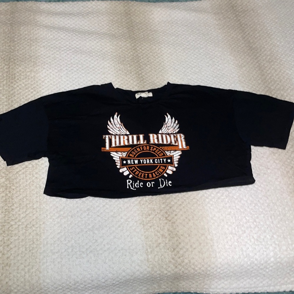 Black Thrill Rider Crop Top - Picture 2 of 4